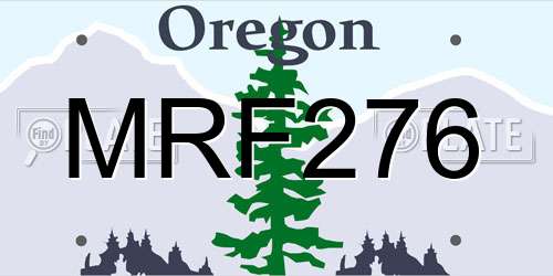 MRF276 Oregon License Plate