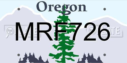 MRF726 Oregon License Plate