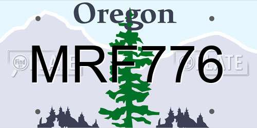 MRF776 Oregon License Plate