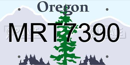 MRT7390 Oregon License Plate