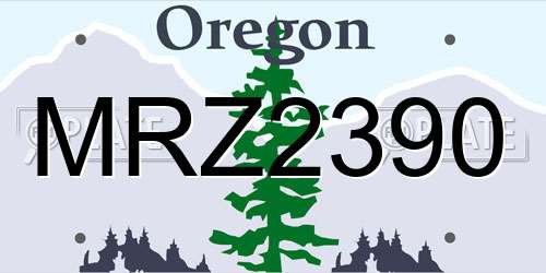 MRZ2390 Oregon License Plate