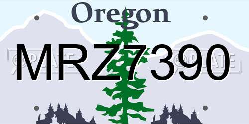 MRZ7390 Oregon License Plate