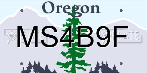 MS4B9F Oregon License Plate