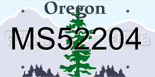 MS52204 Oregon License Plate