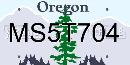 MS5T704 Oregon License Plate