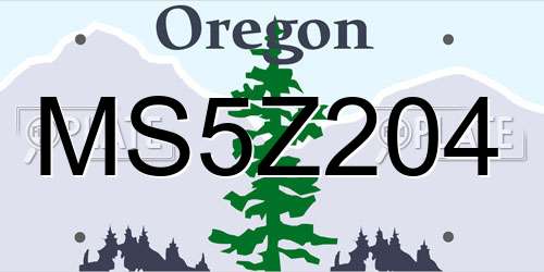 MS5Z204 Oregon License Plate
