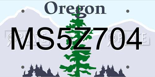 MS5Z704 Oregon License Plate