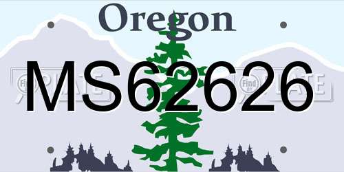 MS62626 Oregon License Plate