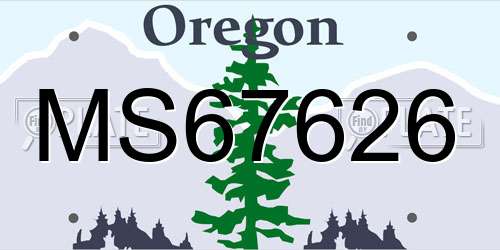 MS67626 Oregon License Plate