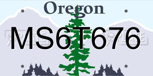 MS6T676 Oregon License Plate