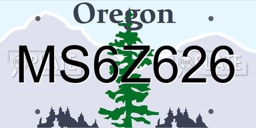 MS6Z626 Oregon License Plate