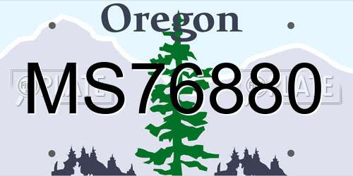 MS76880 Oregon License Plate