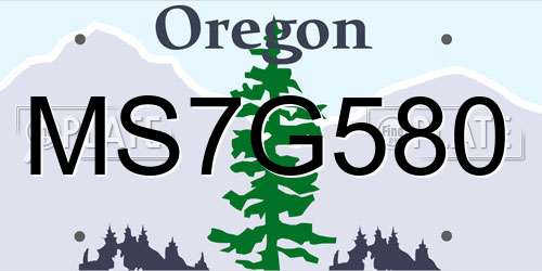 MS7G580 Oregon License Plate