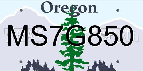 MS7G850 Oregon License Plate