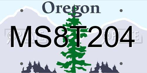 MS8T204 Oregon License Plate