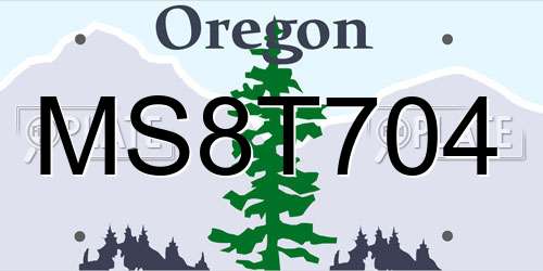 MS8T704 Oregon License Plate