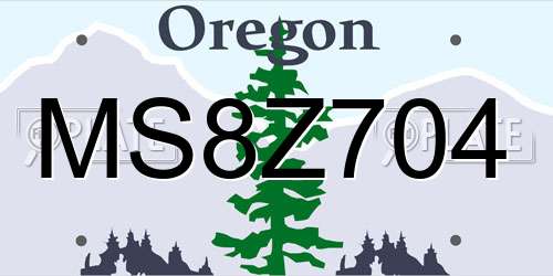 MS8Z704 Oregon License Plate