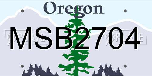 MSB2704 Oregon License Plate