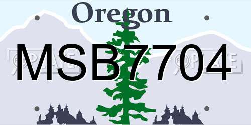 MSB7704 Oregon License Plate