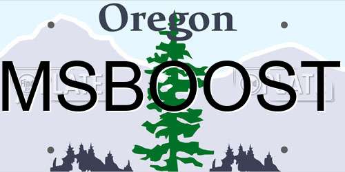 MSBOOST Oregon License Plate