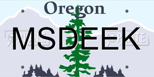 MSDEEK Oregon License Plate