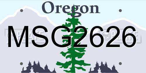 MSG2626 Oregon License Plate