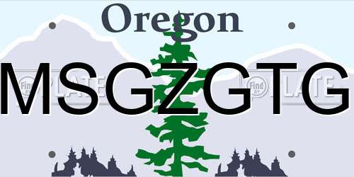 MSGZGTG Oregon License Plate