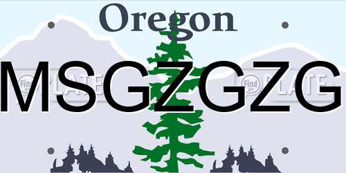MSGZGZG Oregon License Plate
