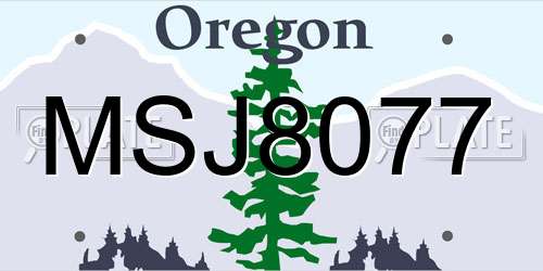 MSJ8077 Oregon License Plate