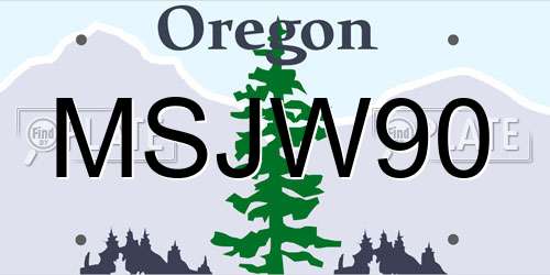 MSJW90 Oregon License Plate