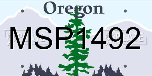 MSP1492 Oregon License Plate