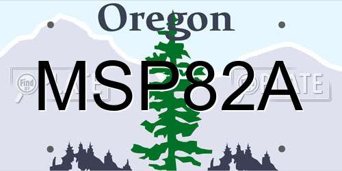 MSP82A Oregon License Plate