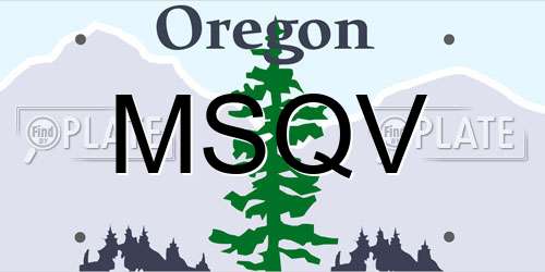 MSQV Oregon License Plate