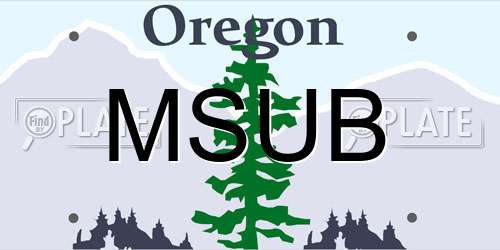 MSUB Oregon License Plate