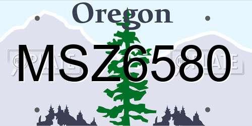 MSZ6580 Oregon License Plate