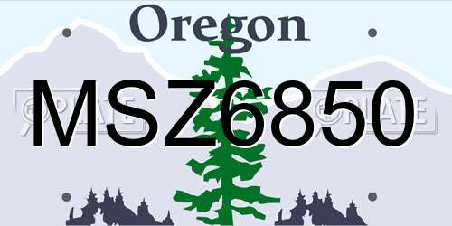 MSZ6850 Oregon License Plate