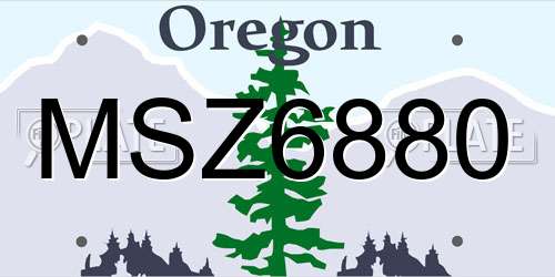 MSZ6880 Oregon License Plate