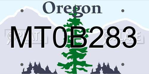 MT0B283 Oregon License Plate