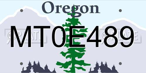 MT0E489 Oregon License Plate