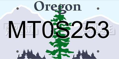 MT0S253 Oregon License Plate