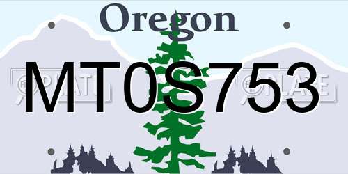 MT0S753 Oregon License Plate