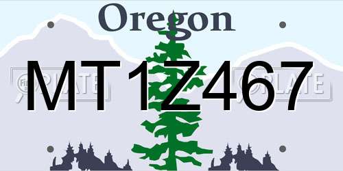 MT1Z467 Oregon License Plate
