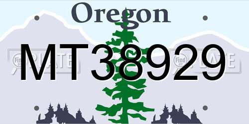 MT38929 Oregon License Plate