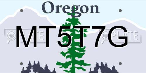 MT5T7G Oregon License Plate