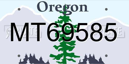 MT69585 Oregon License Plate