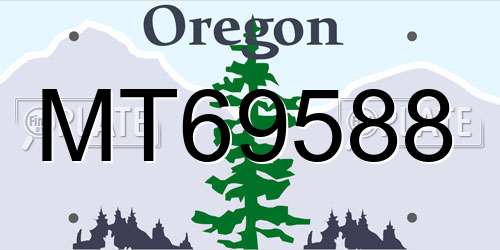MT69588 Oregon License Plate
