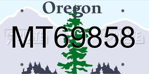 MT69858 Oregon License Plate