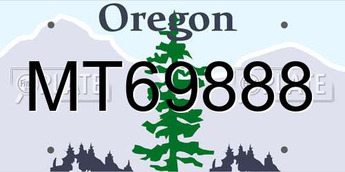 MT69888 Oregon License Plate