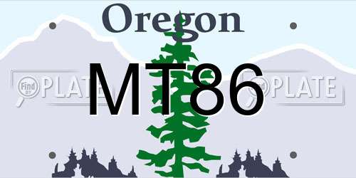 MT86 Oregon License Plate