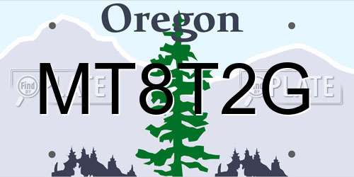 MT8T2G Oregon License Plate